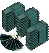 SiinvdaBZX 60 Pieces Green Cloth Napkins Scalloped Edges Decor, 17x17 Inches Square Satin Napkins...