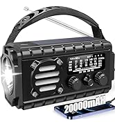 TFTDOUP Emergency Radio Hand Crank Solar, AM/FM/SW NOAA Weather Radio Built-in 20000mah Large Bat...