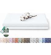 Royale Linens 100% Organic Cotton Queen Size Flat Sheet Only - Percale Top Sheets - Queen Flat Sh...