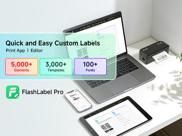 supporting various paper sizes for custom shipping labels, barcodes, mailing labels, and price tags