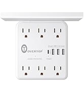Overtop Power Charger with Shelf, Wall Outlet Extender Surge Protector with 6 AC Outlets, 4 USB P...
