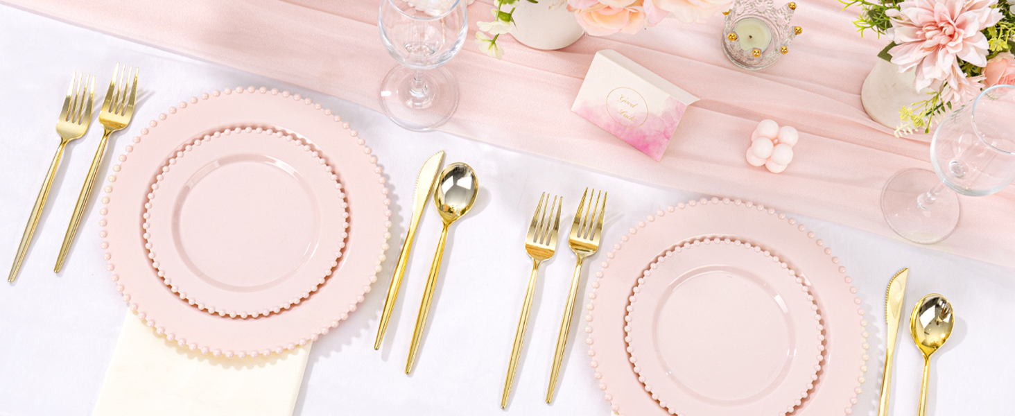 pink plastic plates