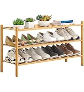 FILWH Bamboo Shoe Rack Stackable Shoe Shelf Storage Organizer for Unit Entryway Hallway and Close...
