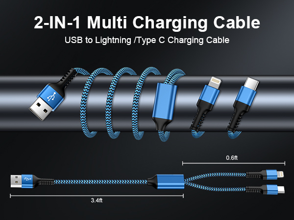 multi charging cable 2 in 1 fast charge