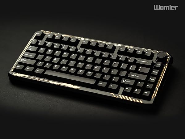 Wireless Gaming Keyboard Black Knob, 75% Aluminum Mechanical Keyboard QMK/VIA