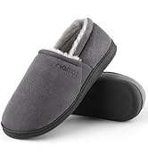 riemot Men's Slippers Memory Foam Moccasin Slippers Closed Back Warm House Shoes Comfortable Ligh...
