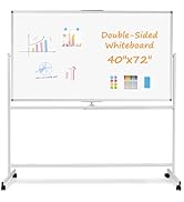 WALGLASS Rolling Whiteboard on Wheels, 72"x40" Double-Sided Dry Erase White Board with Stand, Lar...