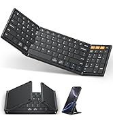 OMOTON Foldable Bluetooth Keyboard Supports Up to 3 Devices, Rechargeable Wireless for iPad iOS A...