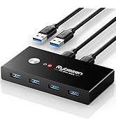 USB Switch Selector 2 Computers Sharing 4 USB Devices USB 3.0 Peripheral Switcher Box Hub for Mou...