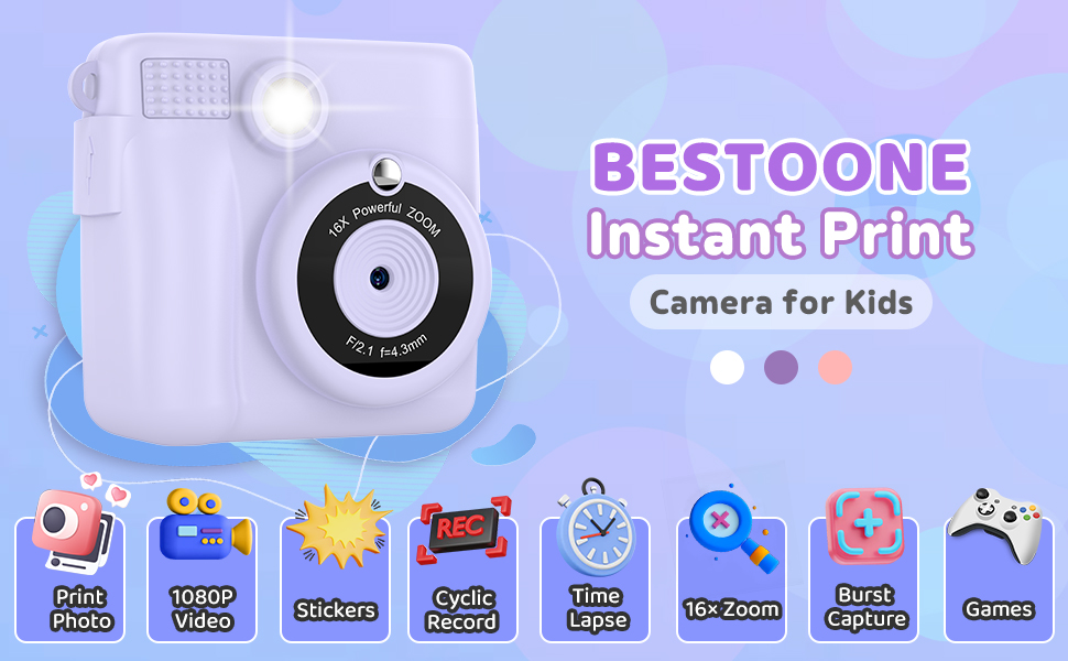 BESTOONE Instant Print Camera for Kids