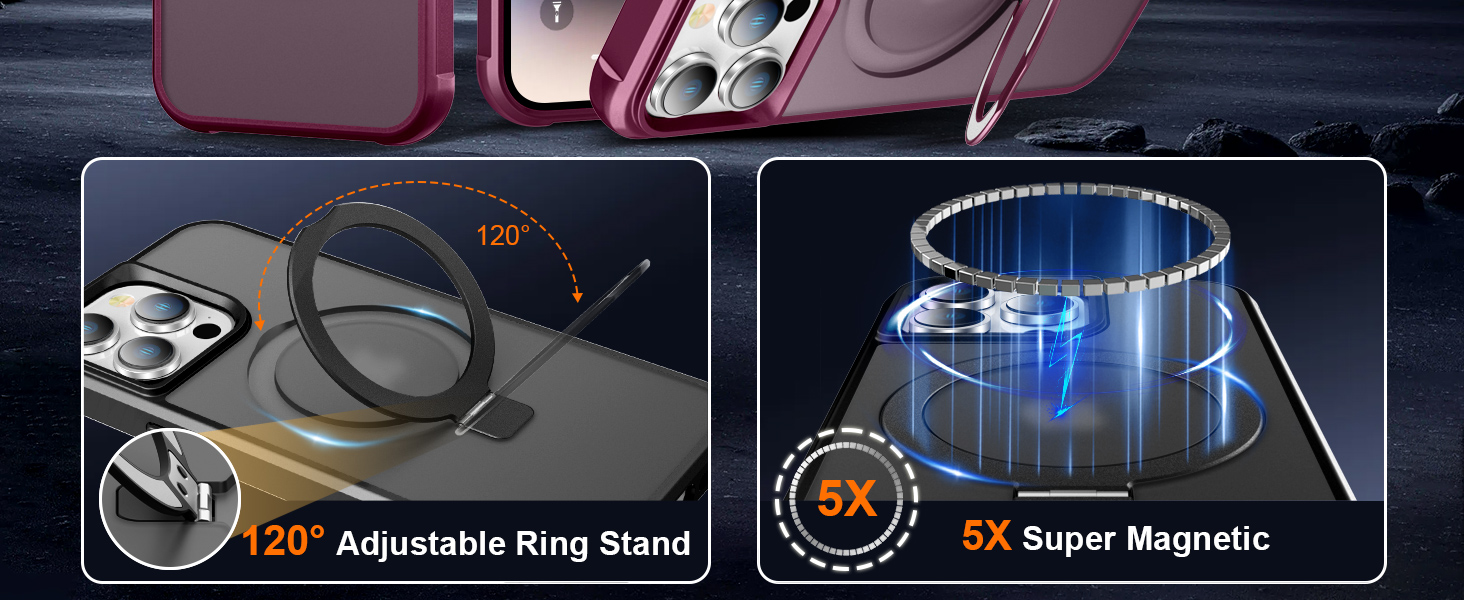 iPhone case with stand magsafe ring magnetic