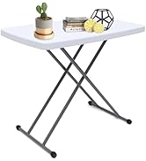 NAWESRVA Adjustable Folding Table – 30" x 20" Foldable Desk with 3 Height Settings (18", 25", 29"...