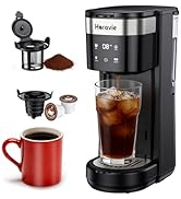 All-in-1 Single Serve Coffee Maker, Fit 7.8" Travel Mug, Hot &amp; Iced K Cup Coffee Machine with 5 B...