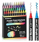 Shuttle Art 48 Colors Dual Tip Acrylic Paint Markers, Brush Tip and Fine Tip Acrylic Paint Pens f...