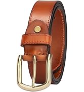 TYWestyles 1.3‘' Womens Leather Belt for Jeans Pants with Gold Buckle