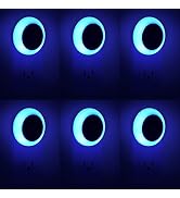 KINUR 6 Pack Blue, LED Night Lights Plug into Wall with Dusk to Dawn sensors, Plug in Night Light...