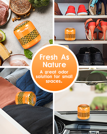 A potable odor eliminator for small spaces like drawers,shoe cabinet,cars,ect..