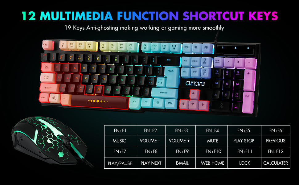 12 Multimedia Function Shortcut Keys