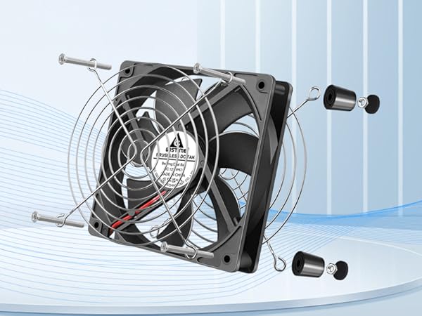 GDSTIME 120mm x 25mm waterproof ip67 brushless cooling fan with rubber feet