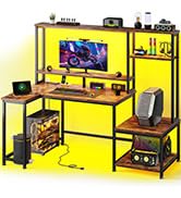 DurayLoly Gaming Desk with LED Lights &amp; Outlets,55