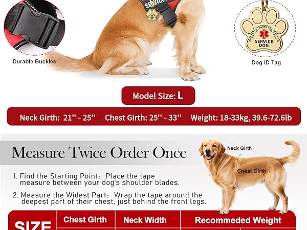 Opstin service dog vest size from XXS to XXXL
