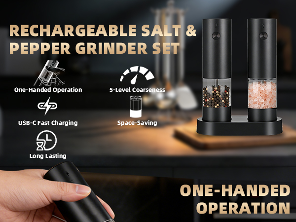 RECHARGEABLE SALT &amp; PEPPER GRINDER SET
