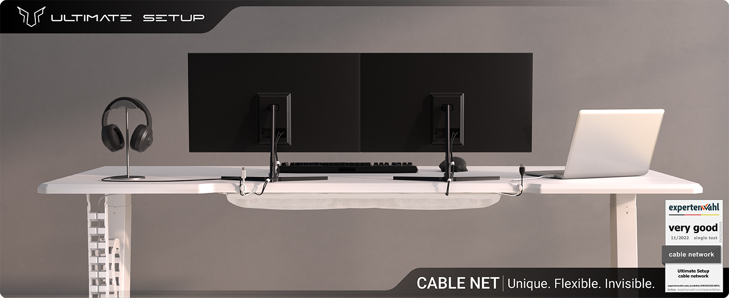 Cable management net under desk