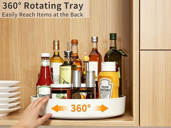 360° Rotating Tray - Easily Reach Items at the Back