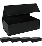 LFBOX Large Black Gift Box with Magnetic Lids 13.8x8.3x4.4 in, Bridesmaid Groomsman Proposal Boxe...