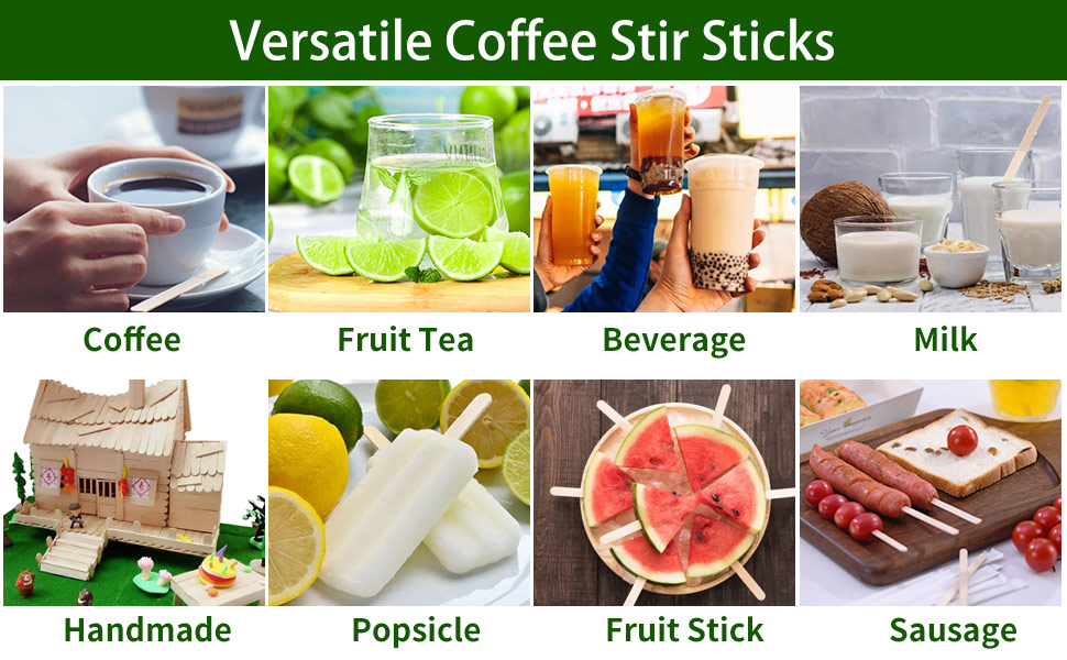 MFJUNS Individually Wrapped Wooden Coffee Stirrers