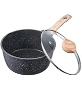 VEVOR 2.5 QT Saucepan, Nonstick Saucepan with Tempered Glass Lid, Multipurpose Cooking Sauce Pot ...