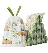 4 Gallon Trash Bags Drawstring, Portable Small Trash Bags with Printed Design, Tear-Free, Leakpro...