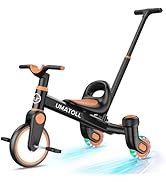 Umatoll 3-in-1 Toddler Tricycle for 18 Months to 5 Year Old, Toddler Toy with Adjustable Push Han...