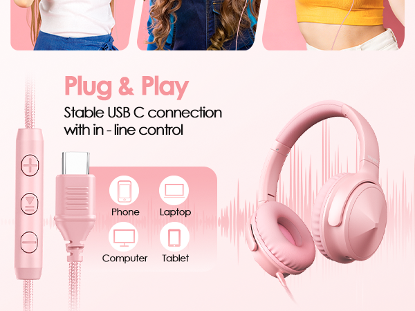 plug and play wired headphones