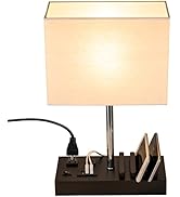 Briever Upgraded 3 USB Table Lamp with 2 USB A &amp; 1 USB C Charging Ports, Bedside Desk Lamp with 2...