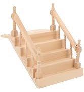 Angoily Mini Doll House Stairs, 1:12 Scale Ladder Miniature Dollhouse Staircase Wooden Handrail S...