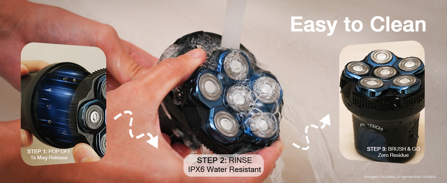 No screws, no tools. Just pop, rinse, and snap back for a perfectly aligned shave every time.