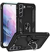 Androgate Samsung S22 Case, Galaxy S22 Case with HD Screen Protectors, Military-Grade Metal Ring ...