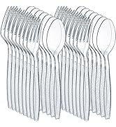 Clear Plastic Cutlery Set - (Bulk Pack 360 Pcs) Disposable Plastic Utensils Heavy Duty, 180 Plast...