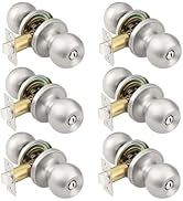 KNOBWELL Interior Door Knobs in Brushed Nickel Finish, Keyless Privacy Door Knob, Round Ball Styl...