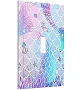 Girls Kids Purple Pink Mermaid Scales 1-Gang Sing Toggle Outlet Light Switch Cover Wall Plate Col...