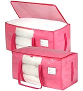VTSVTS Pink Heavy Duty Moving Bags, 2 pcs Large Storage Bins with Lids, 29 x 14 x 14 In Moving To...