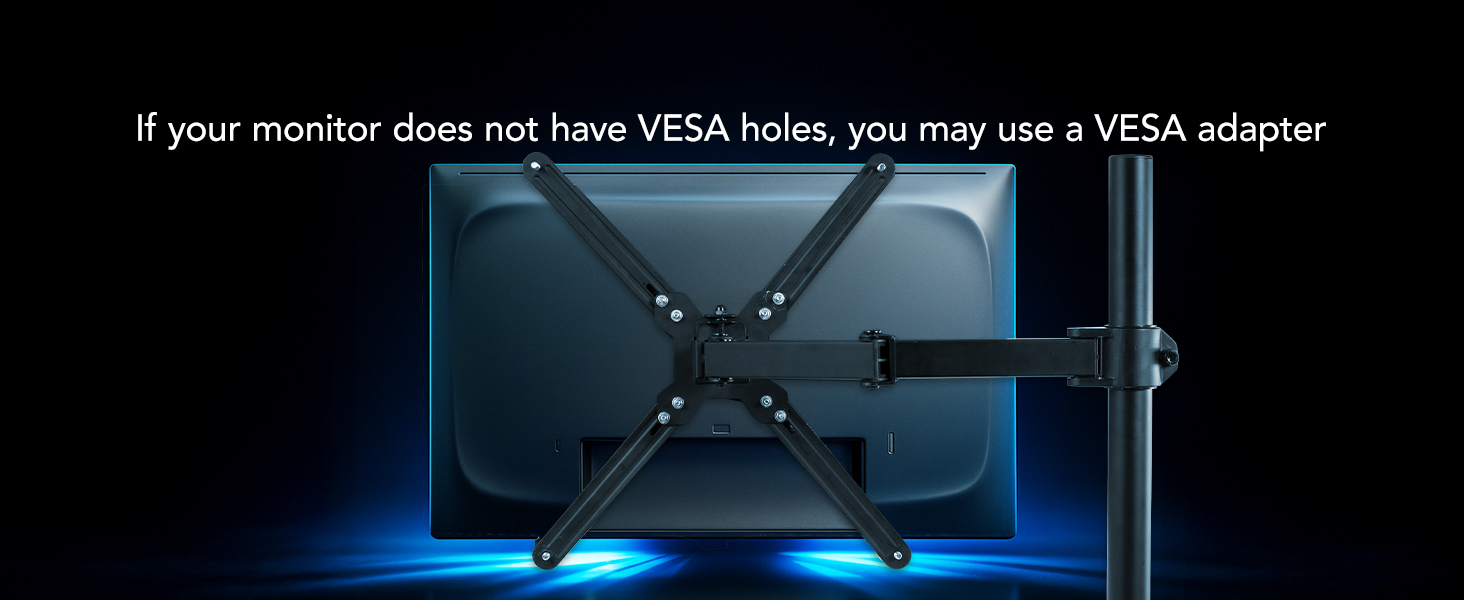 Back of monitor showing monitor with no mountinf holes - use adapter if no mounting holes.
