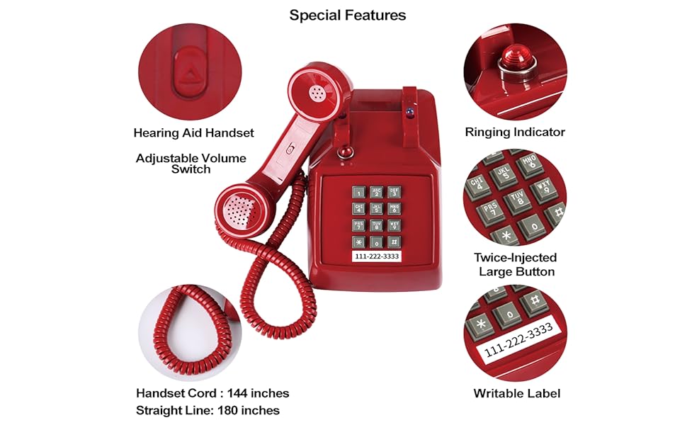 2500 Analog desk phone detailed feature red