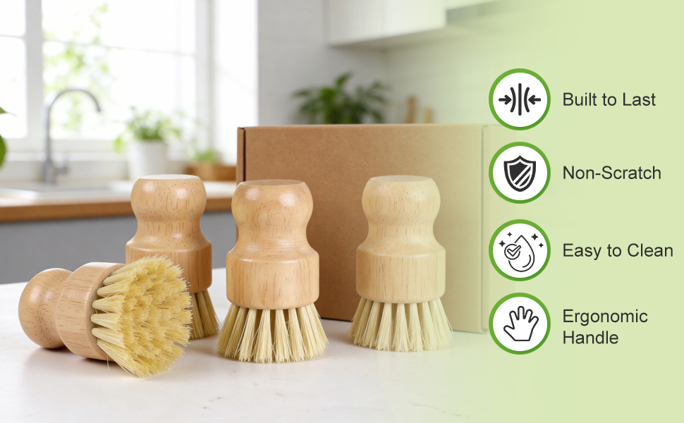 wooden dish brushes set