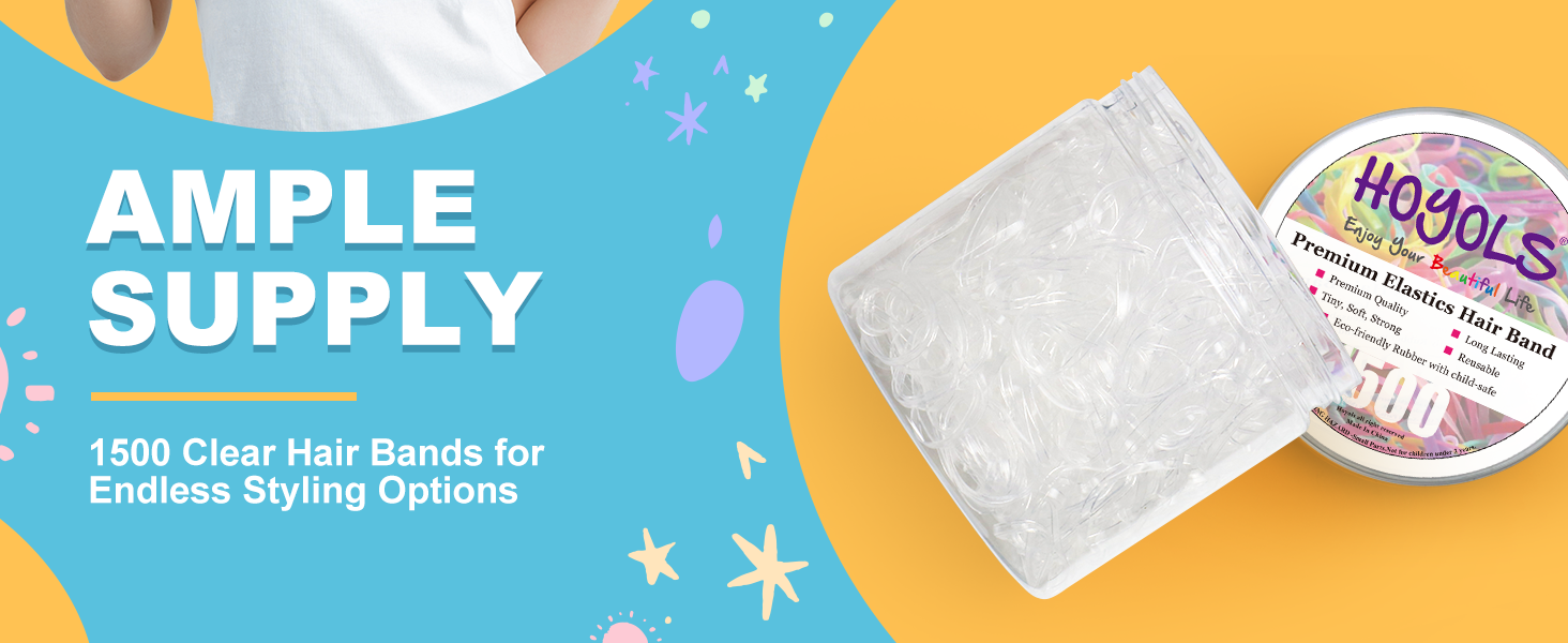 Clear Elastic Hair Rubber Bands, 1500pcs Mini Small Clear Ponytail Elastics Holders for Blond Kids