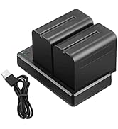 NP-F970 Battery (2-Pack, 8800mAh) and Dual USB Charger for Sony NP F970 F750 F550 F570 F960 F330,...