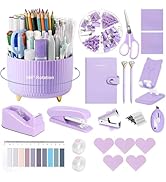 Office Supplies,Desk Accessories,with Stapler, Tape Dispenser,Desk Organizer,Folding Phone Holder...