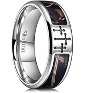 King Will Cross Titanium Wedding Band for Men Women-8mm Width Wedding Ring in Black/Sliver/Gold P...