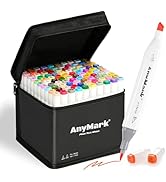 AnyMark Alcohol Markers Brush Tip, 100+1 Colors Dual Tip Brush &amp; Chisel Alcohol-Based Art Markers...